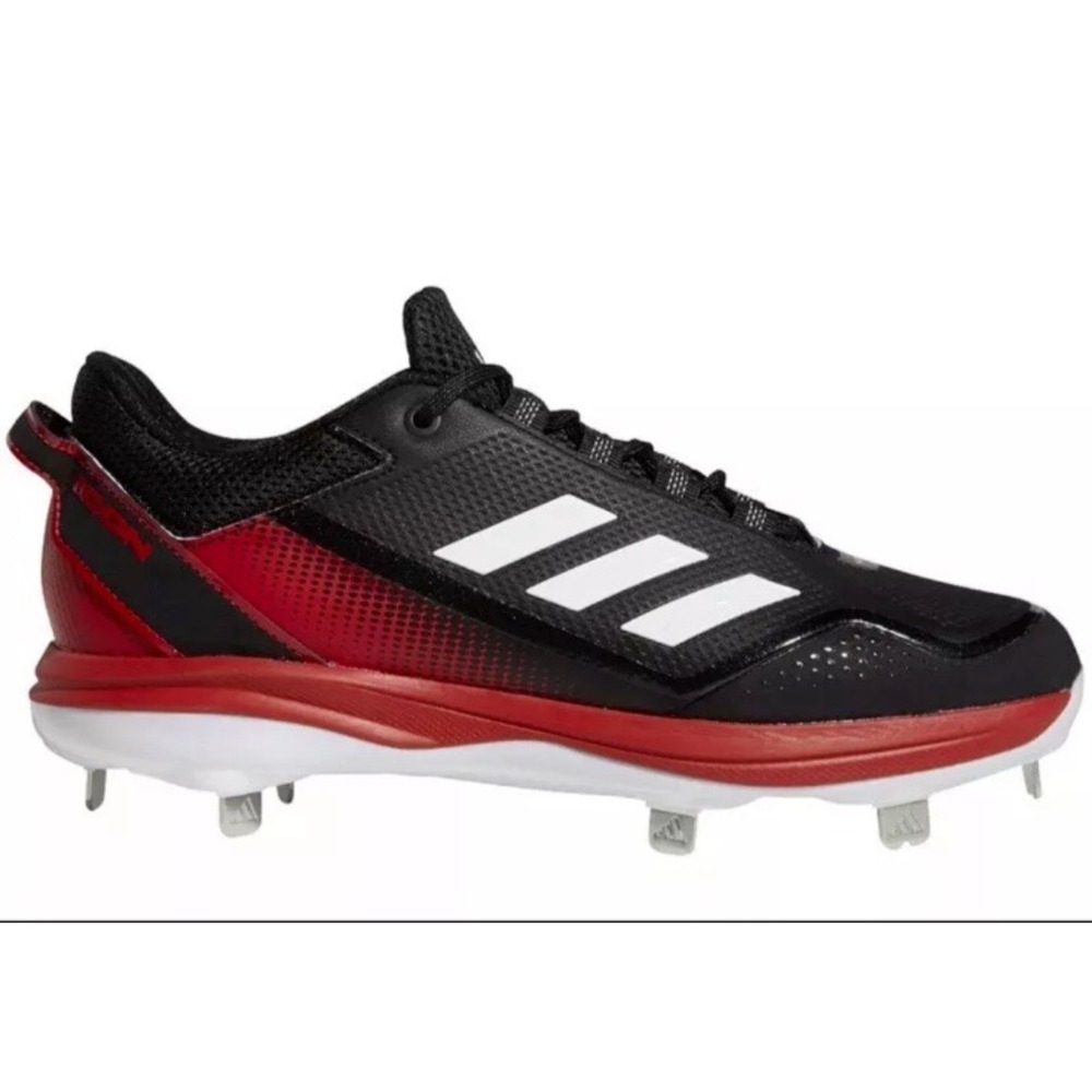 Adidas Icon 7 Baseball Cleats Size 13.5 Men's/8 W Black/Red Low Top Metal S23858